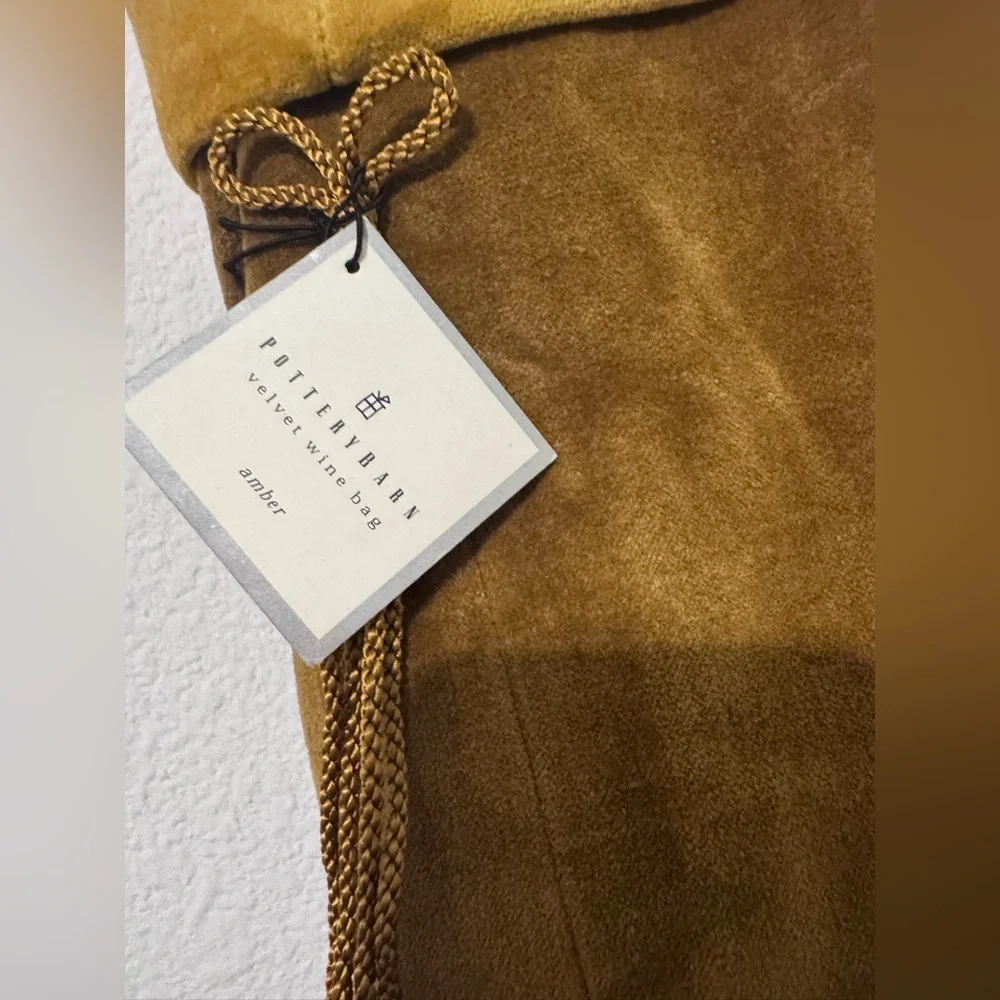 Pottery Barn Gold Velvet Wine Bag With Tags